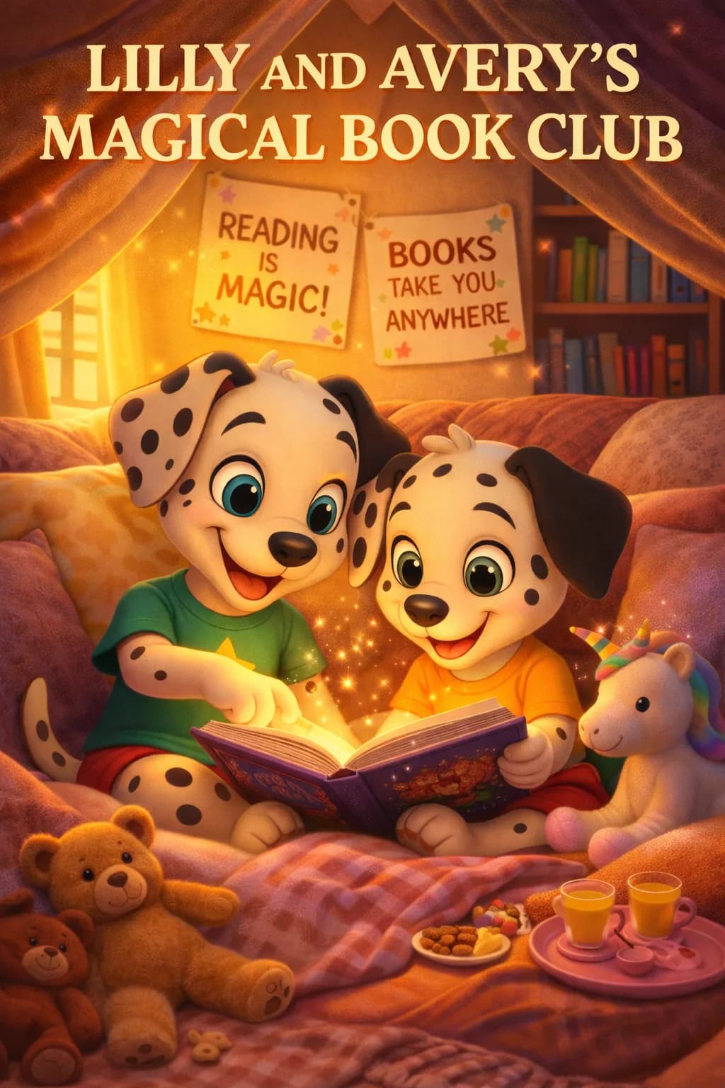Lilly and Avery sharing a magical book-club adventure